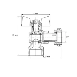 Угловой кран с накидной гайкой Koer KR.223 - 1/2" ГГБ (KR4773) №2