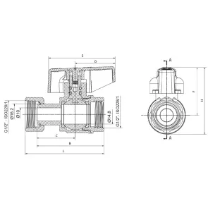 Кран шаровой Roho R115-050 -1/2"х1/2" ВВ прямой Н/Г, ручка "бабочка" красная (RO0231) №2