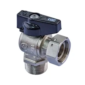 Кран шаровой угловой Н/Г, Roho R116-075B -3/4"х3/4" ВЗ ручка "бабочка" черная (RO0238) №1