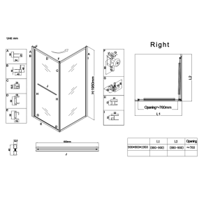 Душова кабіна без піддону Koer SR SC09-90x90x200-R-TR-01 прозоре скло Easy Clean 6мм Хром (KR5770) №4