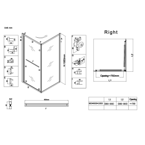 Душова кабіна без піддону Koer SR SC09-90x90x200-R-TR-07 прозоре скло Easy Clean 6мм Графіт (KR5772) №4