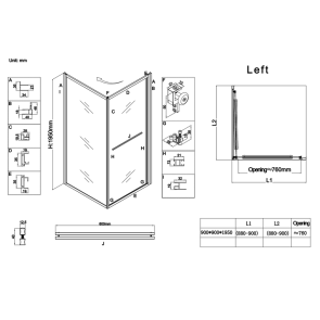 Душевая кабина без поддона Koer SR SC09-90x90x200-L-TR-12 прозрачное стекло Easy Clean 6мм Матовое золото (KR5684) №3