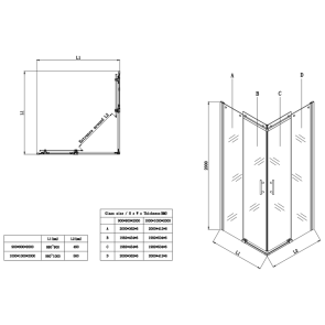 Душова кабіна без піддону Koer SR SC03-90x90x200-TR-02 прозоре скло Easy Clean 6мм SS Color (KR5680) №2