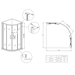 Душова кабіна без піддону Koer SR SC04-90x90x195-TR-02 прозоре скло Easy Clean 5мм SS Color (KR5682) №3