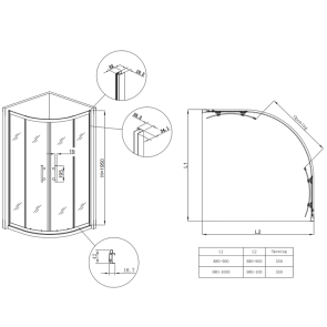 Душова кабіна без піддону Koer SR SC04-90x90x195-TR-12 прозоре скло Easy Clean 5мм Матове золото (KR5681) №3