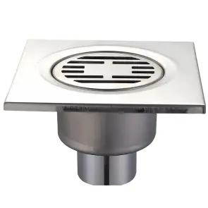 Душевой трап из нержавеющей стали Champion Drain-03-15x15-180 (прямой отвод) (CH6147) №1
