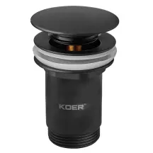 Донный клапан для раковины Koer PW-08-05 1 1/4'' без перелива автоматический СLICK-СLACK (Цвет черный) (KR5789)