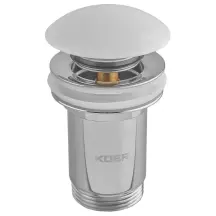 Донный клапан для раковины Koer PW-08-11 1 1/4'' без перелива автоматический СLICK-СLACK (Белая керам.накл) (KR5788)