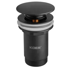 Донный клапан для раковины Koer PW-07-05 1 1/4'' с переливом автоматический СLICK-СLACK (Цвет черный) (KR5785) №1