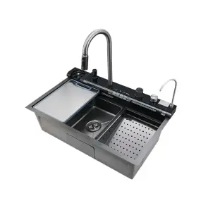 Мойка многофункциональная Zerix ZH7546-SET-05 Decor Graphite со встроенным смесителем из нерж.стали (ZM5592) №1
