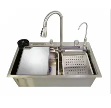 Мойка многофункциональная Zerix ZH7546-SET-06 Decor SS Color со встроенным смесителем из нерж.cтали (ZM5596)