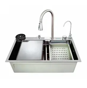 Мийка багатофункціональна Zerix ZH7546-SET-07 Decor SS Color з вбудованим змішувачем з нерж. сталі (ZM5598) №1