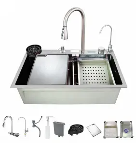 Мийка багатофункціональна Zerix ZH7546-SET-07 Decor SS Color з вбудованим змішувачем з нерж. сталі (ZM5598) №3