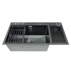 Мойка Zerix ZH8245-SET-08 Micro Decor Graphite из нержавеющей стали (цвет графит) (ZM5594) №1