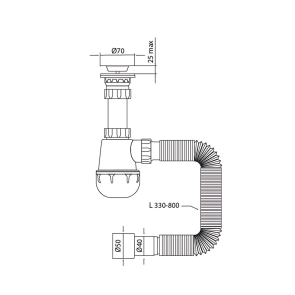 Сифон для кухні Mixxus SK-01-A 1 1/2"x40 з литим випуском 40*40/50 (MI8190) №2