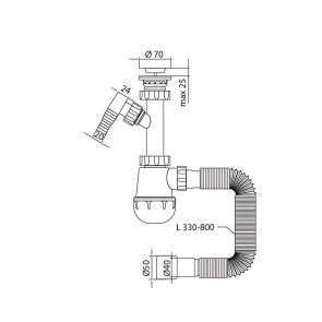 Сифон для кухни Mixxus SK-01-B 1 1/2"x40 с литым выпуском и отводом для стиральной машины (MI8191) №2