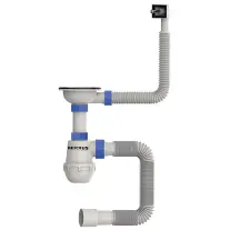 Сифон для кухни Mixxus SK-02-A 3 1/2"x40 с нержавеющей сеткой, гибким прямоугольным переливом (MI8194)