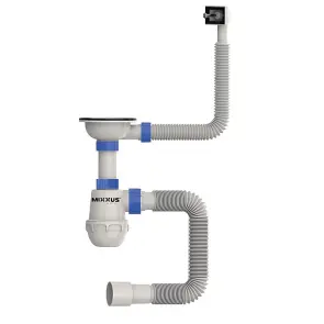 Сифон для кухні Mixxus SK-02-A 3 1/2"x40 з нержавіючою сіткою, гнучким прямокутним переливом (MI8194) №1