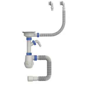 Сифон для кухни Mixxus SK-06-WH 3 1/2"x40 с пластиковой сеткой, отводом для стиральной машины, гибким круг. переливом (MI8197) №3