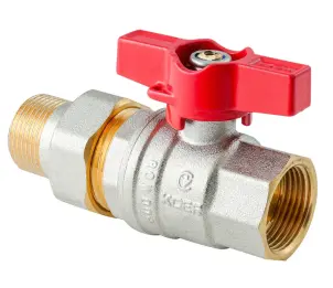 Кран с американкой Koer Extreme KE.227-25 - 1" ручка "бабочка" красная (KR5767) №1