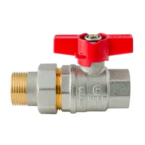 Кран с американкой Koer Extreme KE.227-25 - 1" ручка "бабочка" красная (KR5767) №2