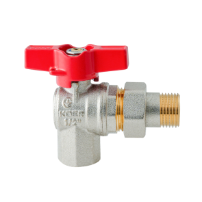 Кран з американкою кутовий Koer Extreme KE.228-15 - 1/2" ручка "метелик" червона (KR5763) №3