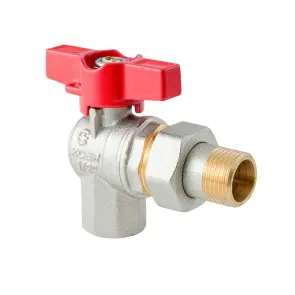 Кран з американкою кутовий Koer Extreme KE.228-15 - 1/2" ручка "метелик" червона (KR5763) №5