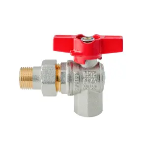 Кран з американкою кутовий Koer Extreme KE.228-15 - 1/2" ручка "метелик" червона (KR5763) №6