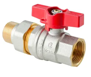 Кран з американкою Koer Extreme KE.227-20 - 3/4" ручка "метелик" червона (KR5766) №1
