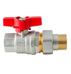 Кран з американкою Koer Extreme KE.227-20 - 3/4" ручка "метелик" червона (KR5766) №3