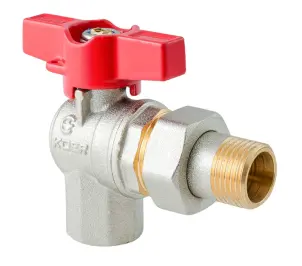 Кран с американкой угловой Koer Extreme KE.228-20 - 3/4" ручка "бабочка" красная (KR5764) №1
