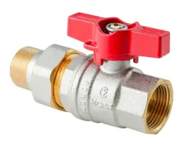 Кран с американкой Koer Extreme KE.227-15 - 1/2" ручка "бабочка" красная (KR5765)