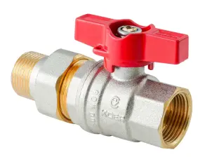 Кран с американкой Koer Extreme KE.227-15 - 1/2" ручка "бабочка" красная (KR5765) №1