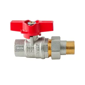 Кран с американкой Koer Extreme KE.227-15 - 1/2" ручка "бабочка" красная (KR5765) №3