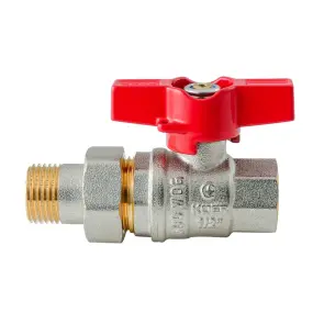 Кран с американкой Koer Extreme KE.227-15 - 1/2" ручка "бабочка" красная (KR5765) №4