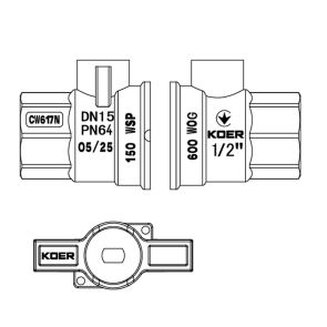 Кран с американкой Koer Extreme KE.227-15 - 1/2" ручка "бабочка" красная (KR5765) №5