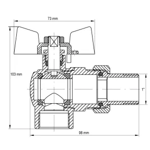 Кран з американкою кутовий Koer KR.228.W - 1" White (KR5105) №2