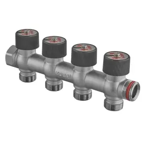 Коллектор вентильный без фитинга Koer KR.1128-4 - 3/4"x3/4"x3/4"x4 Ways (KR5873) №1