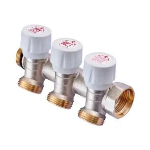 Колектор з регулюючими вентилями на 3 вих. Roho R809-03 - 3/4"x3/4" EK (RO0250) №1