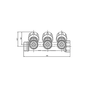 Колектор з регулюючими вентилями на 3 вих. Roho R809-03 - 3/4"x3/4" EK (RO0250) №2