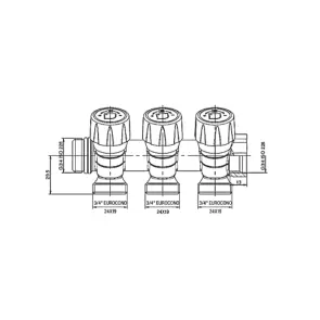 Колектор з регулюючими вентилями на 3 вих. Roho R809-03 - 3/4"x3/4" EK (RO0250) №3