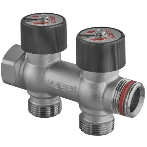 Коллектор вентильный без фитинга Koer KR.1128-2 - 3/4"x3/4"x3/4"x2 Ways (KR5871) №1