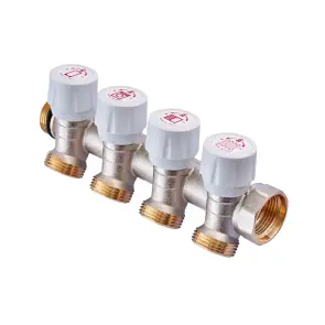 Колектор з регулюючими вентилями на 4 вих. Roho R809-04 - 3/4"x3/4" EK (RO0251) №1
