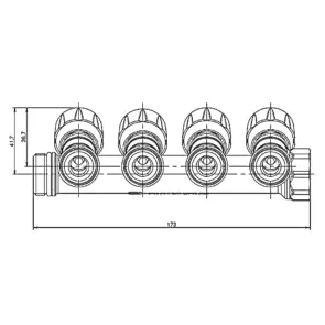 Колектор з регулюючими вентилями на 4 вих. Roho R809-04 - 3/4"x3/4" EK (RO0251) №3
