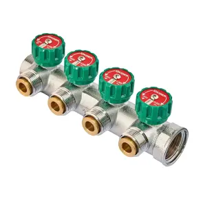 Коллектор вентильный с адаптером Koer KR.1127-4 - 1"x4 - 3/4 Ways (евроконус-плоскость) (KR4948) №1
