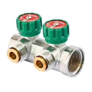 Коллектор вентильный с адаптером Koer KR.1127-2 - 1"x2 - 3/4 Ways (евроконус-плоскость) (KR4946) №1