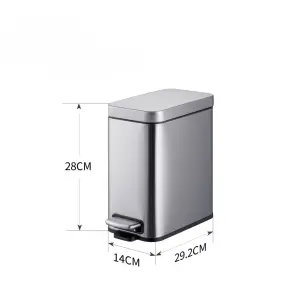 Відро для сміття з плавним закриттям прямокутне Mixxus Premium Quadro-TC0105 SS Color 5л колір нержавійка (MI7062) №8