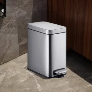 Відро для сміття з плавним закриттям прямокутне Mixxus Premium Quadro-TC0105 SS Color 5л колір нержавійка (MI7062) №11