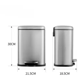 Відро для сміття з плавним закриттям прямокутне Mixxus Premium Style-TC0305 SS Color 5л колір нержавійка (MI7060) №13
