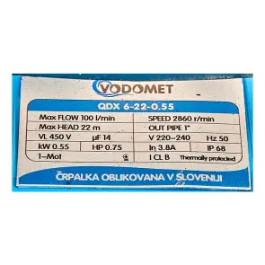 Насос дренажний Vodomet QDX 6-22-0.55 (корп.алюміній) (VO4189) №4